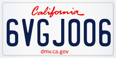 CA license plate 6VGJ006