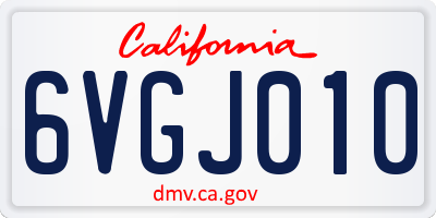 CA license plate 6VGJ010