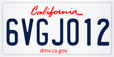 CA license plate 6VGJ012