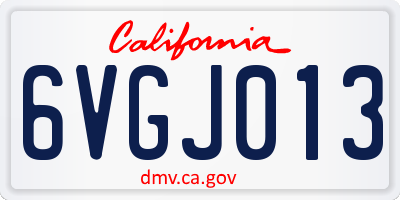 CA license plate 6VGJ013