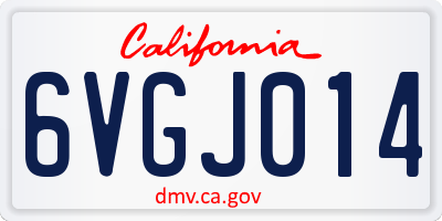 CA license plate 6VGJ014