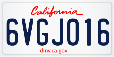 CA license plate 6VGJ016