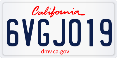 CA license plate 6VGJ019