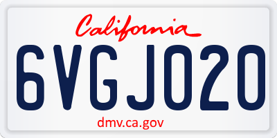 CA license plate 6VGJ020