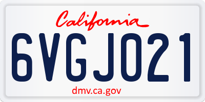 CA license plate 6VGJ021