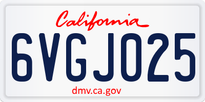 CA license plate 6VGJ025