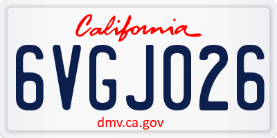 CA license plate 6VGJ026