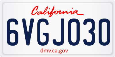 CA license plate 6VGJ030