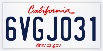 CA license plate 6VGJ031