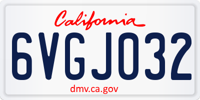 CA license plate 6VGJ032