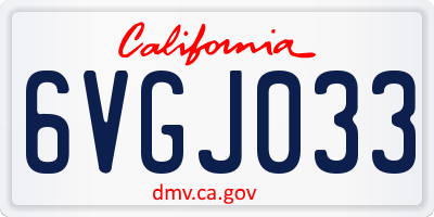 CA license plate 6VGJ033