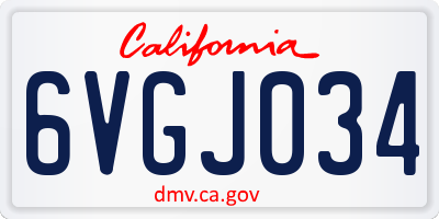 CA license plate 6VGJ034