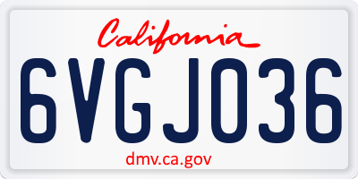 CA license plate 6VGJ036