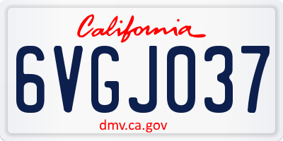 CA license plate 6VGJ037