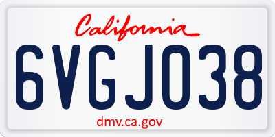 CA license plate 6VGJ038
