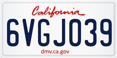 CA license plate 6VGJ039