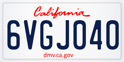 CA license plate 6VGJ040