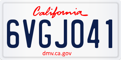 CA license plate 6VGJ041