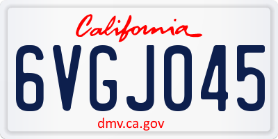 CA license plate 6VGJ045