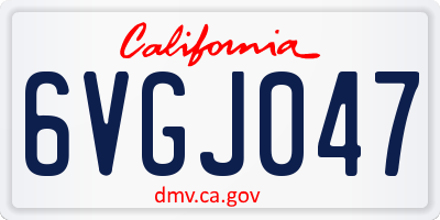 CA license plate 6VGJ047