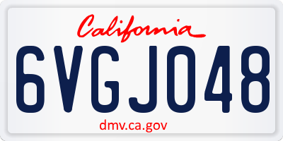 CA license plate 6VGJ048