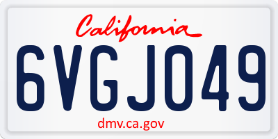 CA license plate 6VGJ049