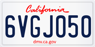 CA license plate 6VGJ050