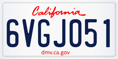 CA license plate 6VGJ051