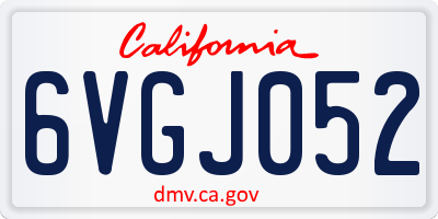 CA license plate 6VGJ052