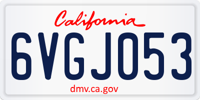 CA license plate 6VGJ053