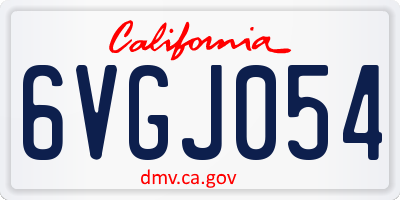 CA license plate 6VGJ054