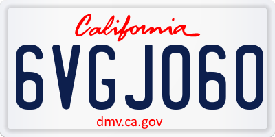 CA license plate 6VGJ060