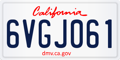 CA license plate 6VGJ061