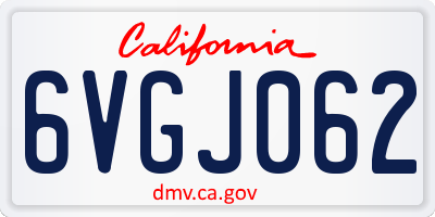 CA license plate 6VGJ062