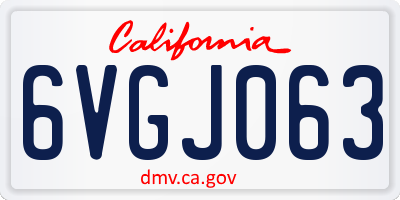CA license plate 6VGJ063