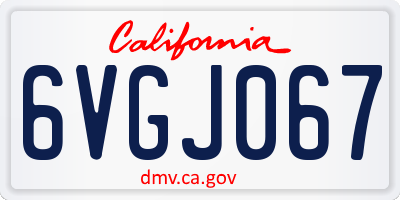 CA license plate 6VGJ067