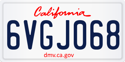 CA license plate 6VGJ068