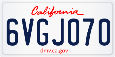 CA license plate 6VGJ070