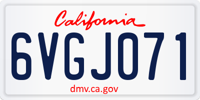 CA license plate 6VGJ071