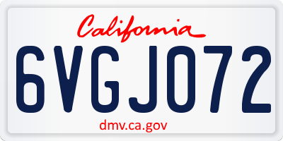 CA license plate 6VGJ072