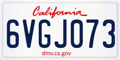 CA license plate 6VGJ073