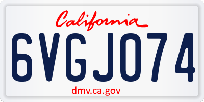 CA license plate 6VGJ074