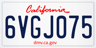 CA license plate 6VGJ075