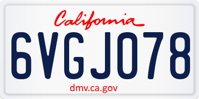 CA license plate 6VGJ078