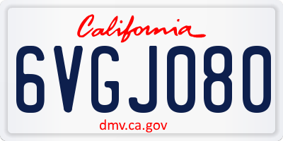 CA license plate 6VGJ080