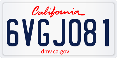 CA license plate 6VGJ081