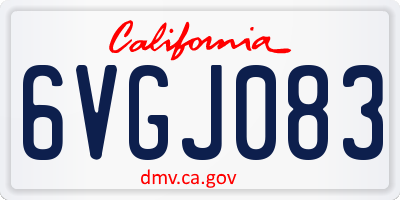 CA license plate 6VGJ083