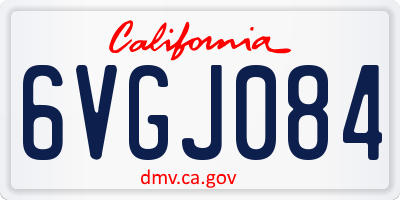CA license plate 6VGJ084