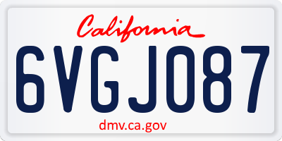 CA license plate 6VGJ087