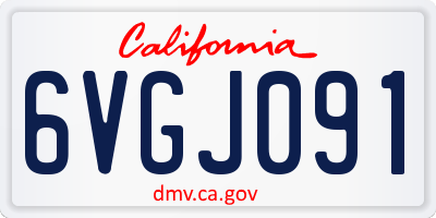 CA license plate 6VGJ091